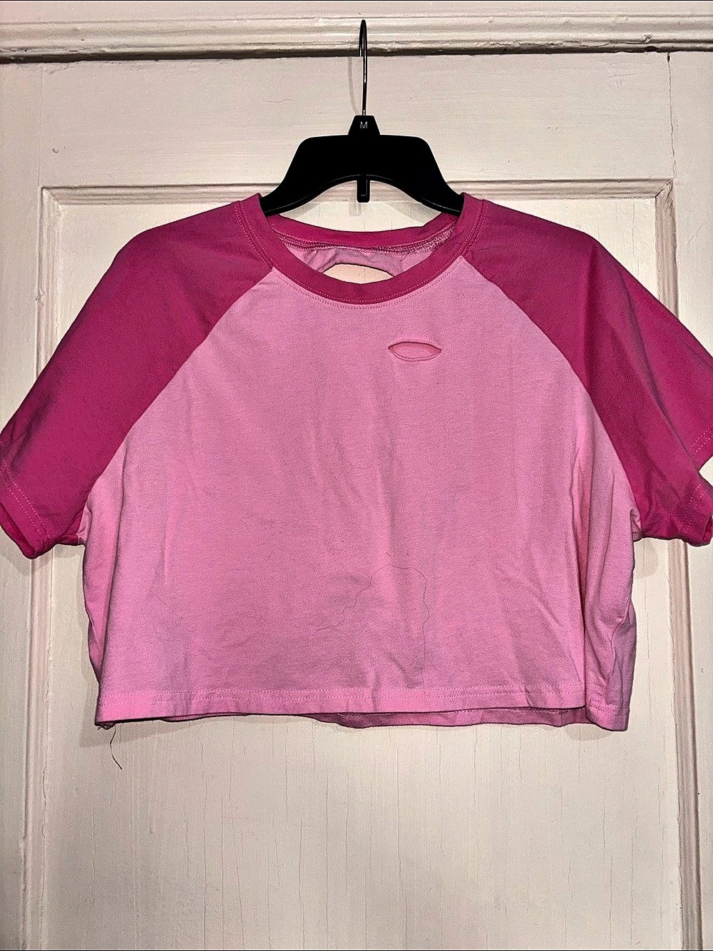 Pink Short Sleeve Cutout Tee